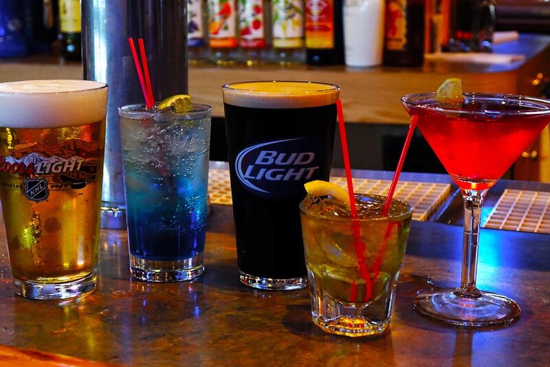 Alcoholic beverages on bar top